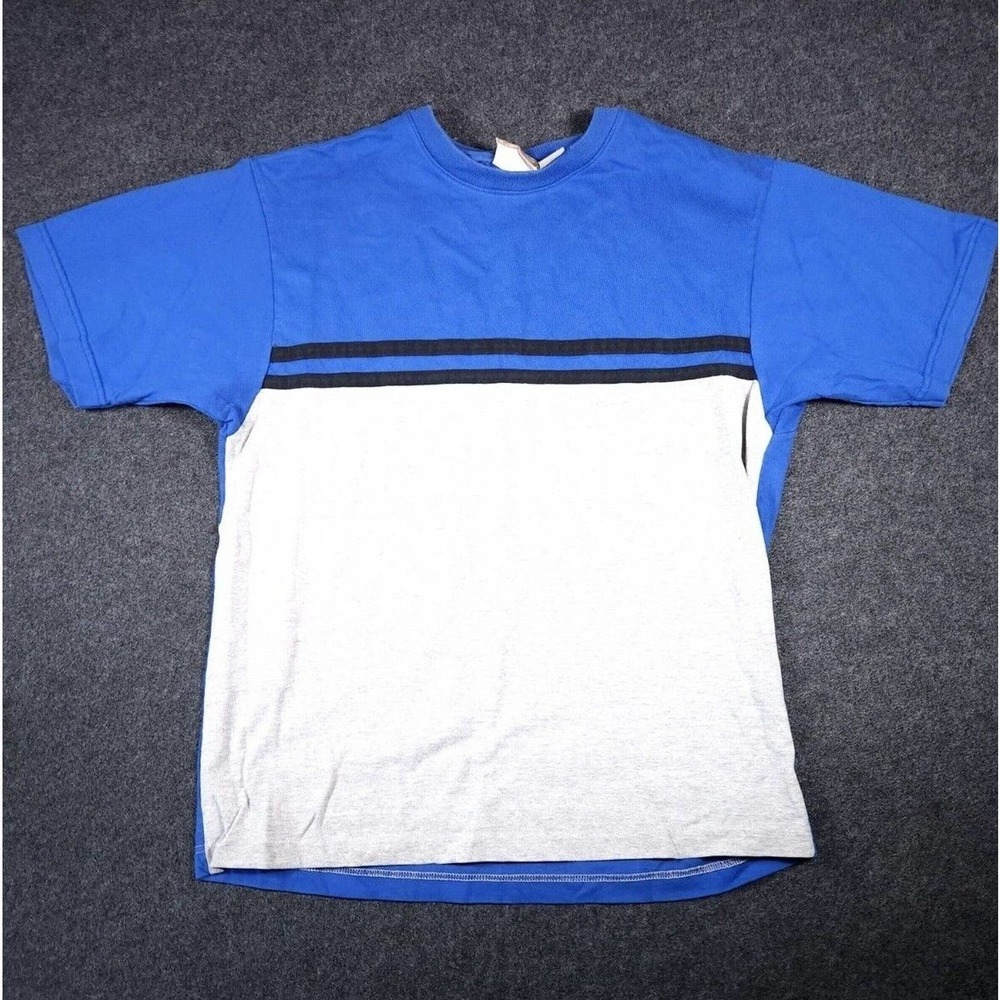 Industrial Rags Shirt Mens Medium Blue Short Sleeve Crew Neck Made In USA VTG